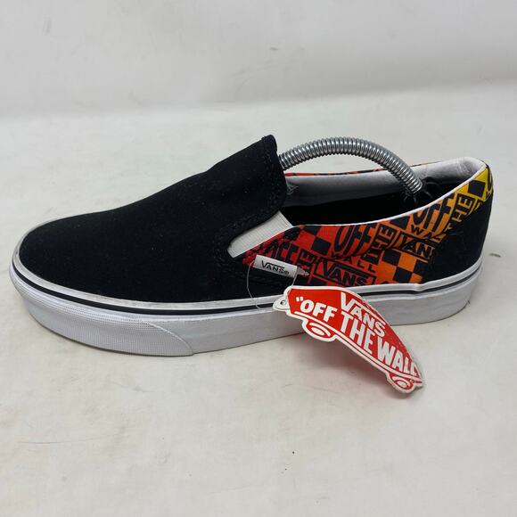 VANS Classic Slip-On Logo Flame Black Skate Shoes Womens Size 8.5 - Picture 2 of 8